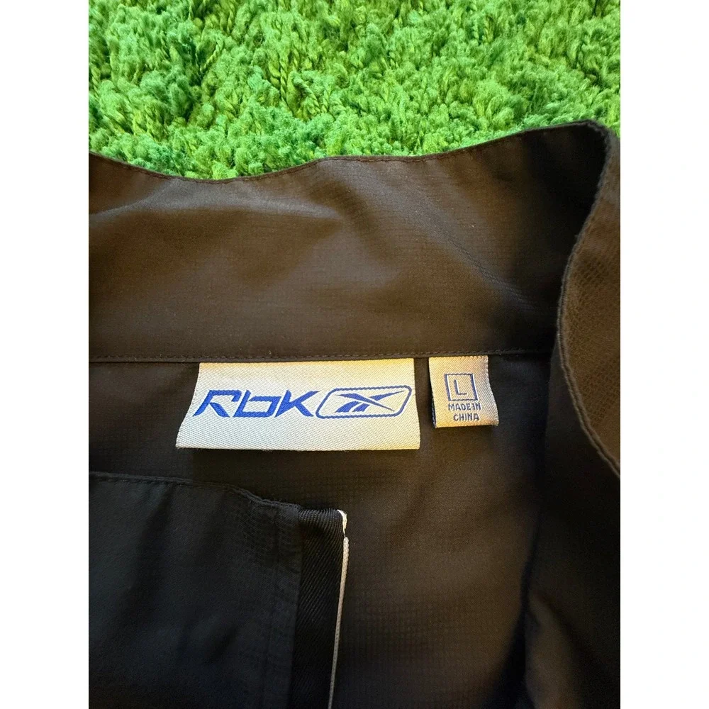 Reebok Windshirt Mens Large Black Excellent 1/4 Zip Pullover Jacket 7200